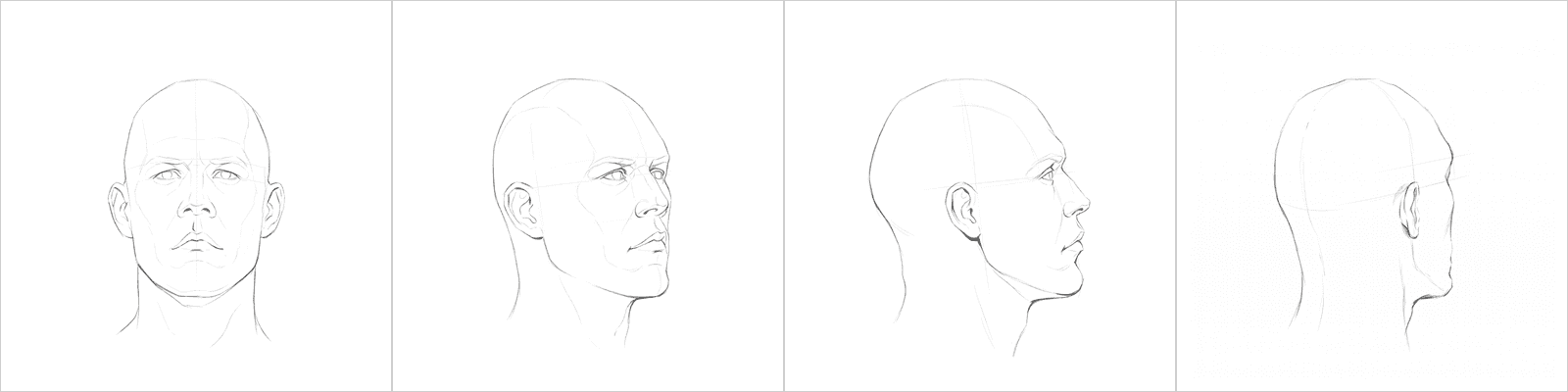 Head rotation volumes 1 and 2, four pencil angles