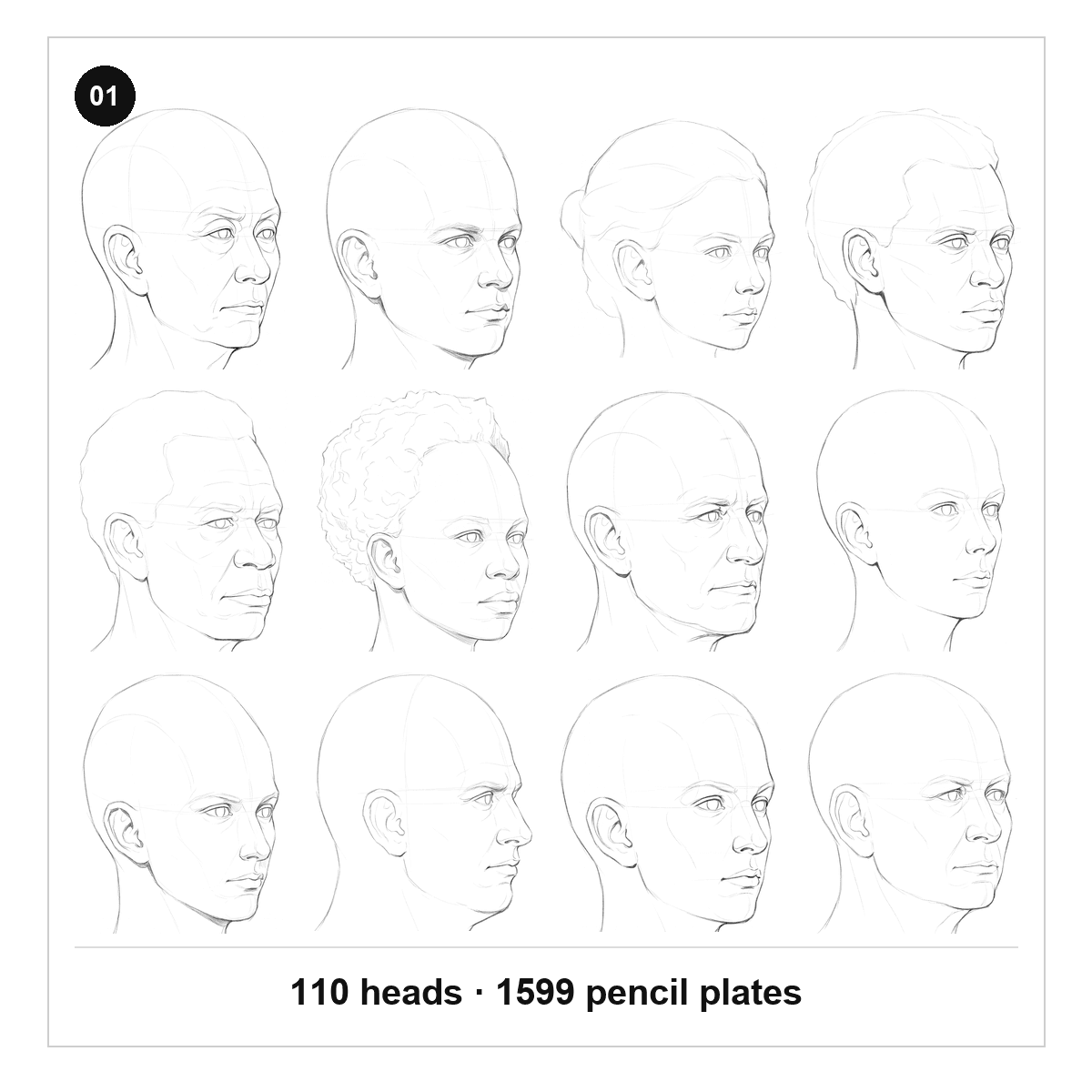 Head rotation library, pencil cover