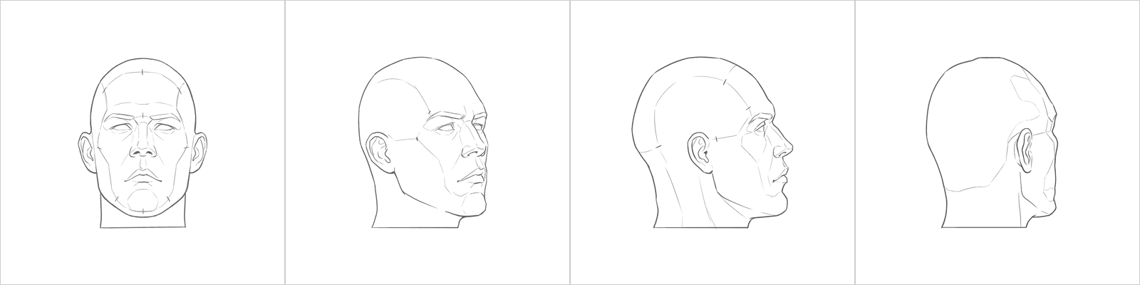 Head rotation study pack 01, four gate-accepted line angles